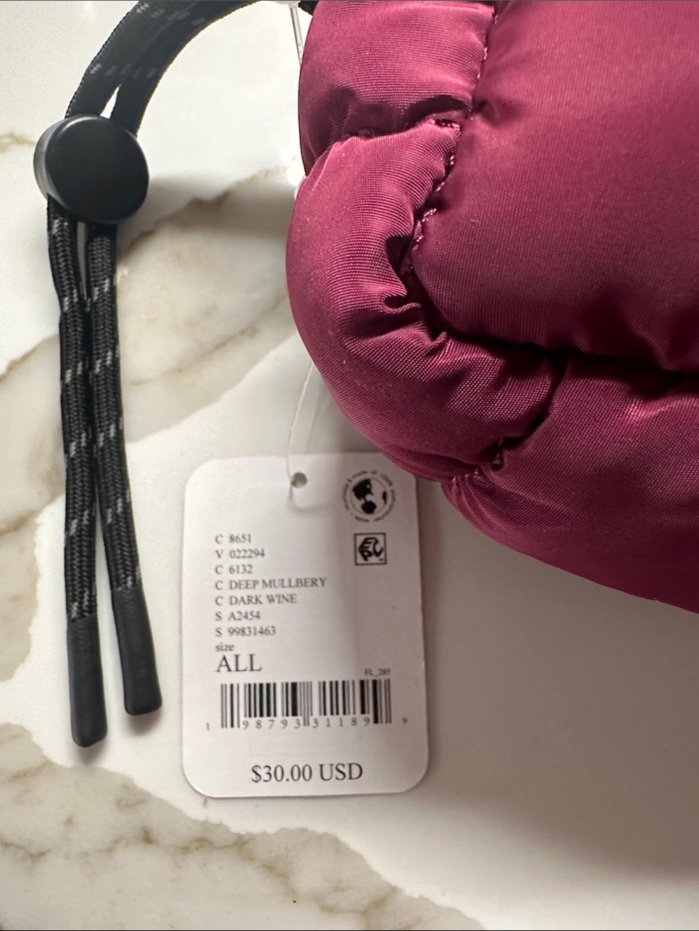 Free People Quilted Makeup Bag NWT retail $30 plum - Picture 2 of 6